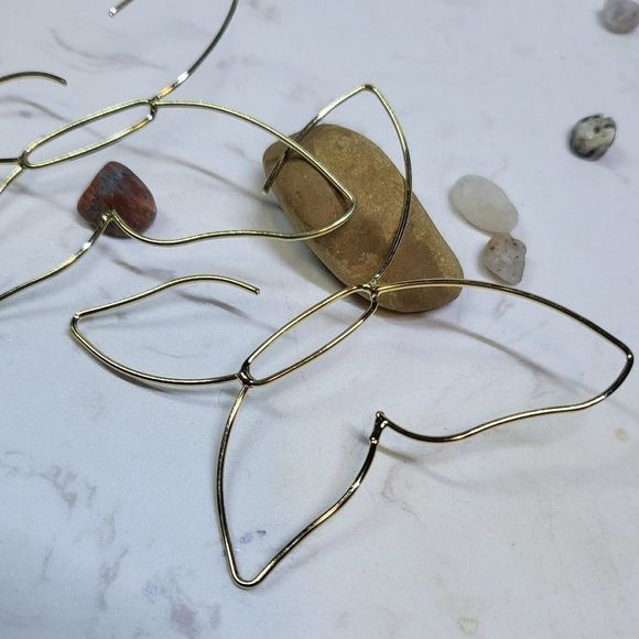 Fashion gold color butterfly silhouette earrings - Picture 3 of 5